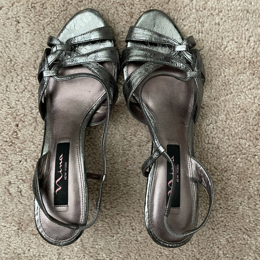 Silver/Antracite metallic evening Nina sandals